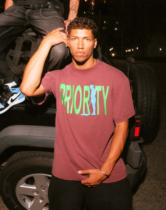 Priority Boy Tee - Maroon