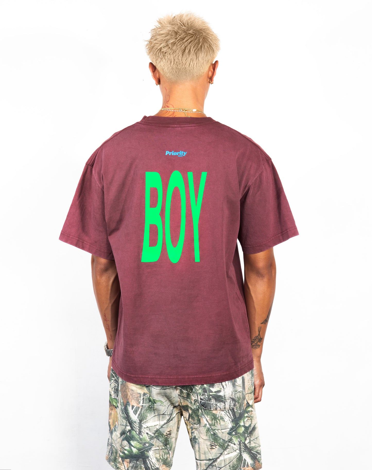 Priority Boy Tee - Maroon