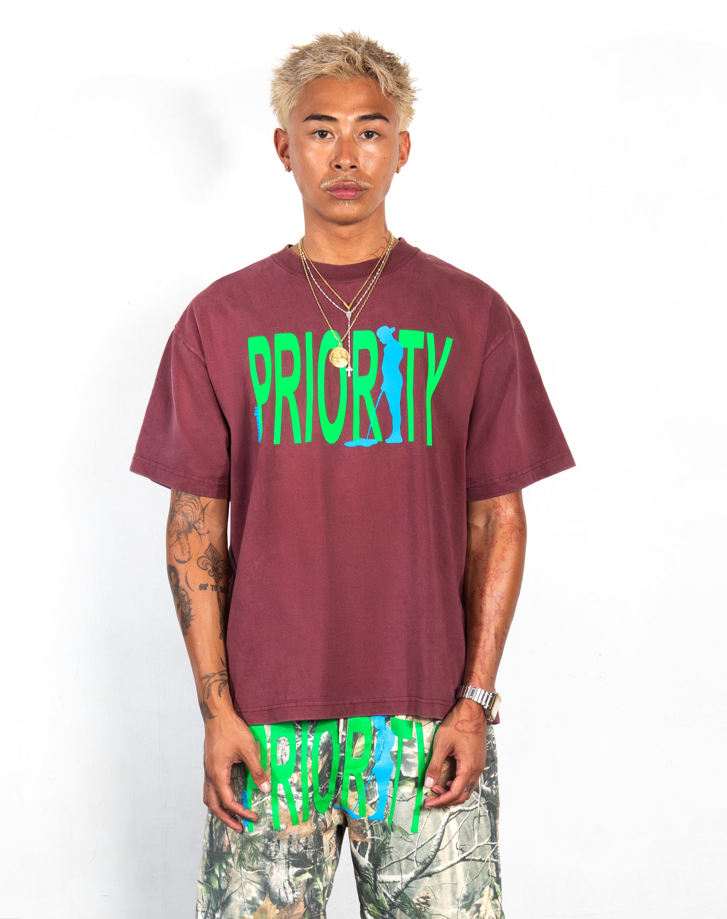 Priority Boy Tee - Maroon